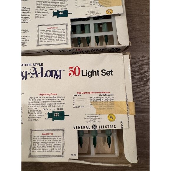 VTG NEW GE String A Long Christmas Lights 4 Sets Of 50 Light Miniature Green Red - Picture 10 of 10